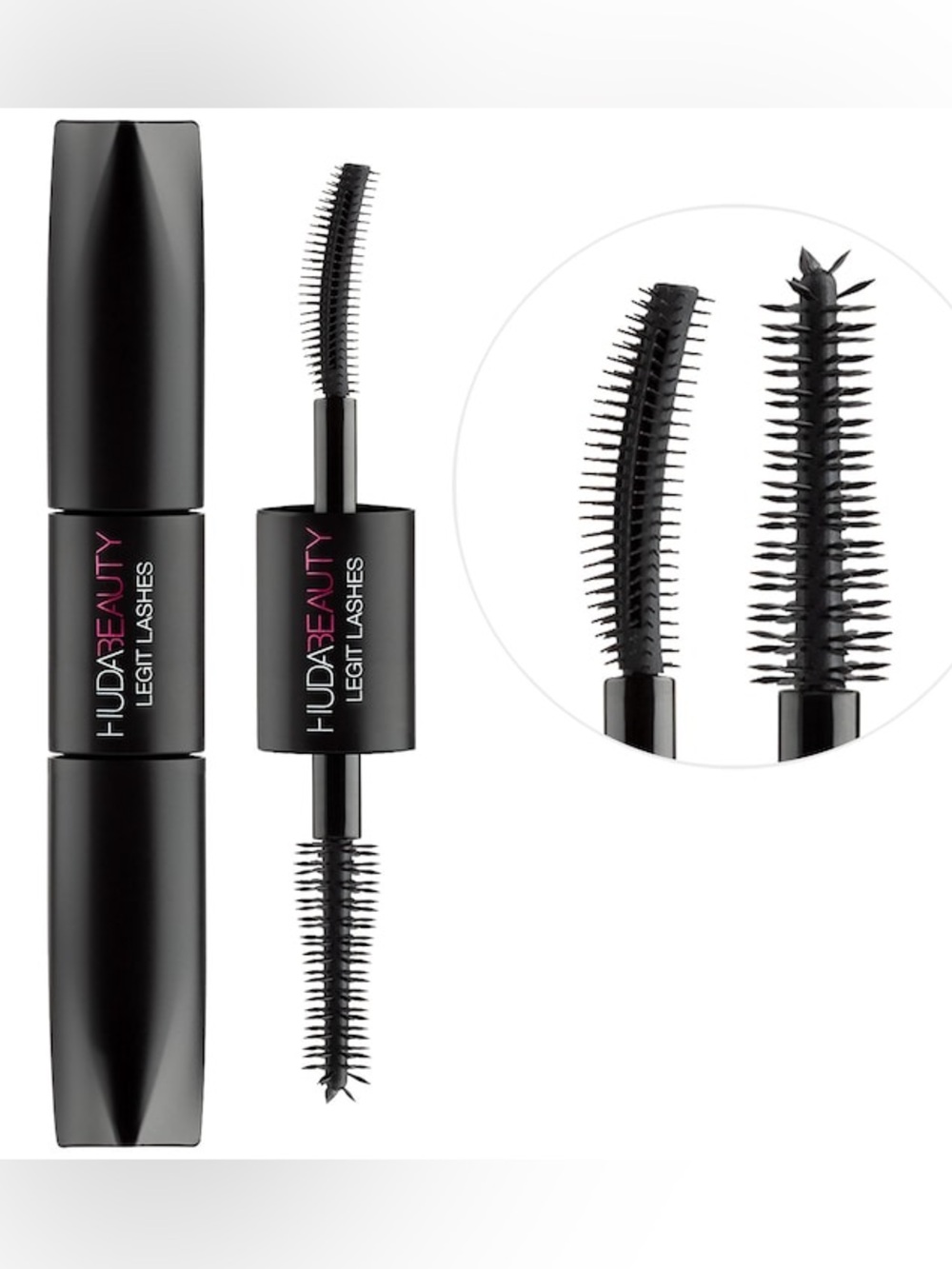 Huda Beauty Legit Lashes Curl & Length Duo Mascara Black 2-in-1 Volumizing eyes